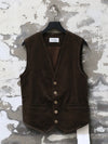 INTO THE EAST 25 Autumn/Winter Dark Moss Green V-Neck Corduroy Vest/Tapered Casual Pants ITE-E1DGAW032GR20VE-LV Vest